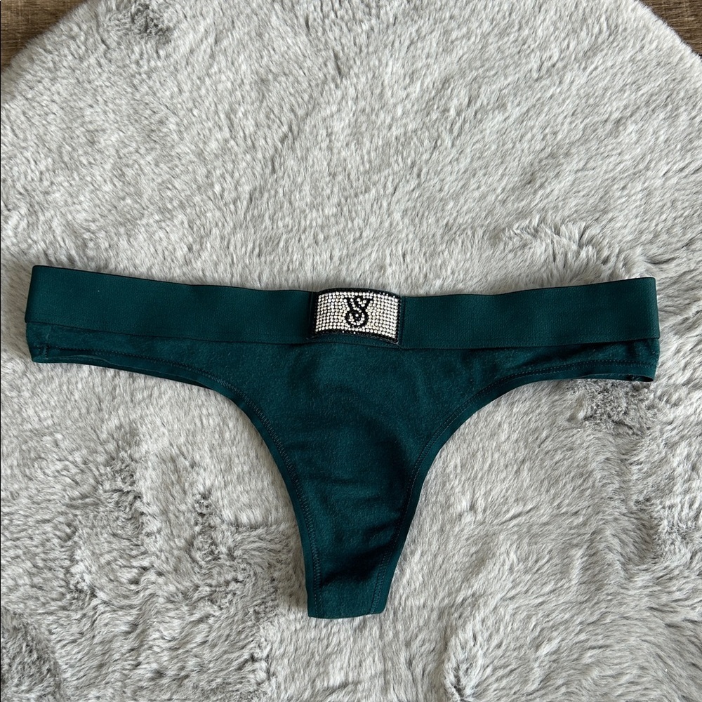 Victoria’s Secret Rhinestone Crystal Logo Thong Panty S